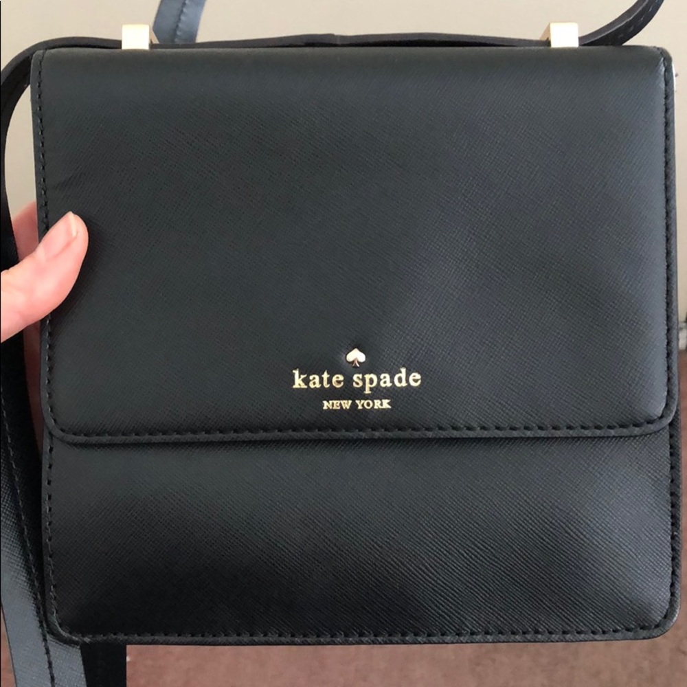 Kate Spade square black saffiano leather bag